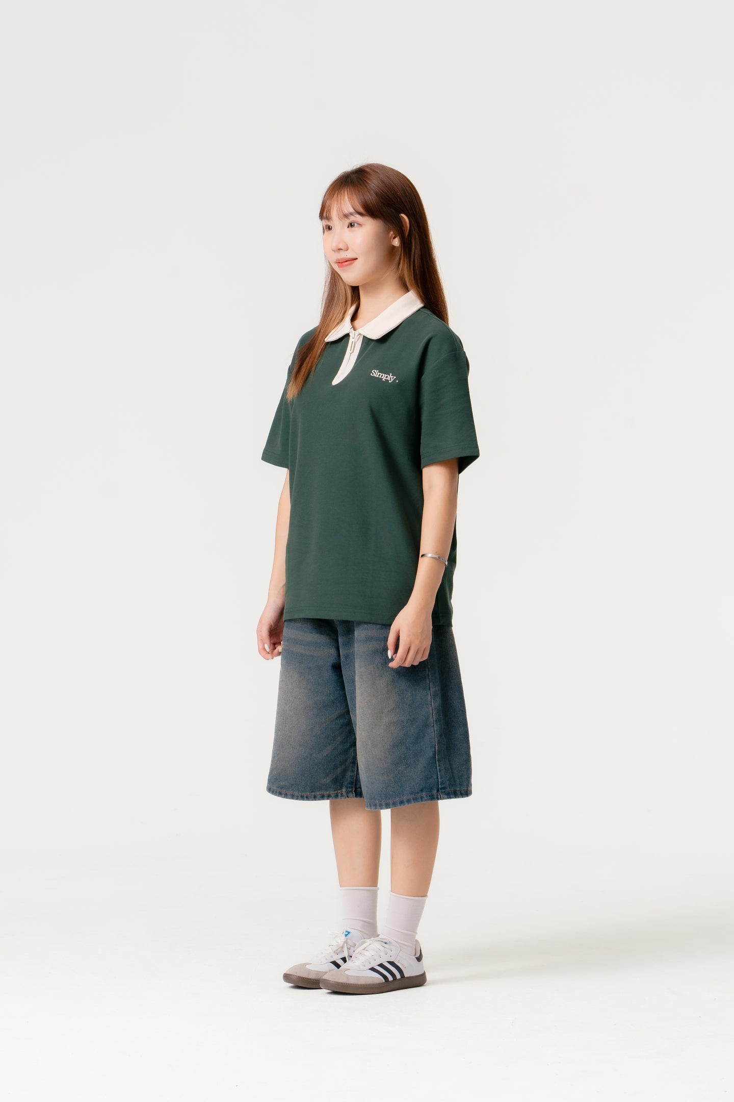 Simply . Unisex Zipper Polo (Dark Green) - Simply